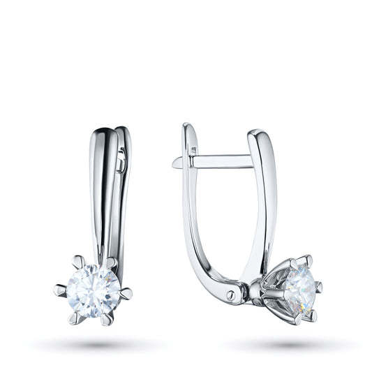 14K White Gold Earrings with Natural Diamonds 0.600 CT.TW