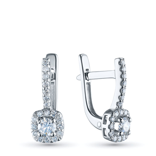 14K White Gold Earrings with Lab-Created Diamonds 14.790 CT.TW