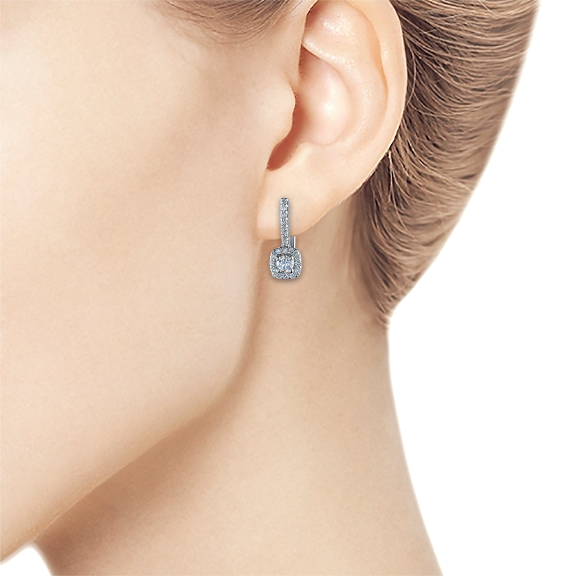 14K White Gold Earrings with Lab-Created Diamonds 14.790 CT.TW