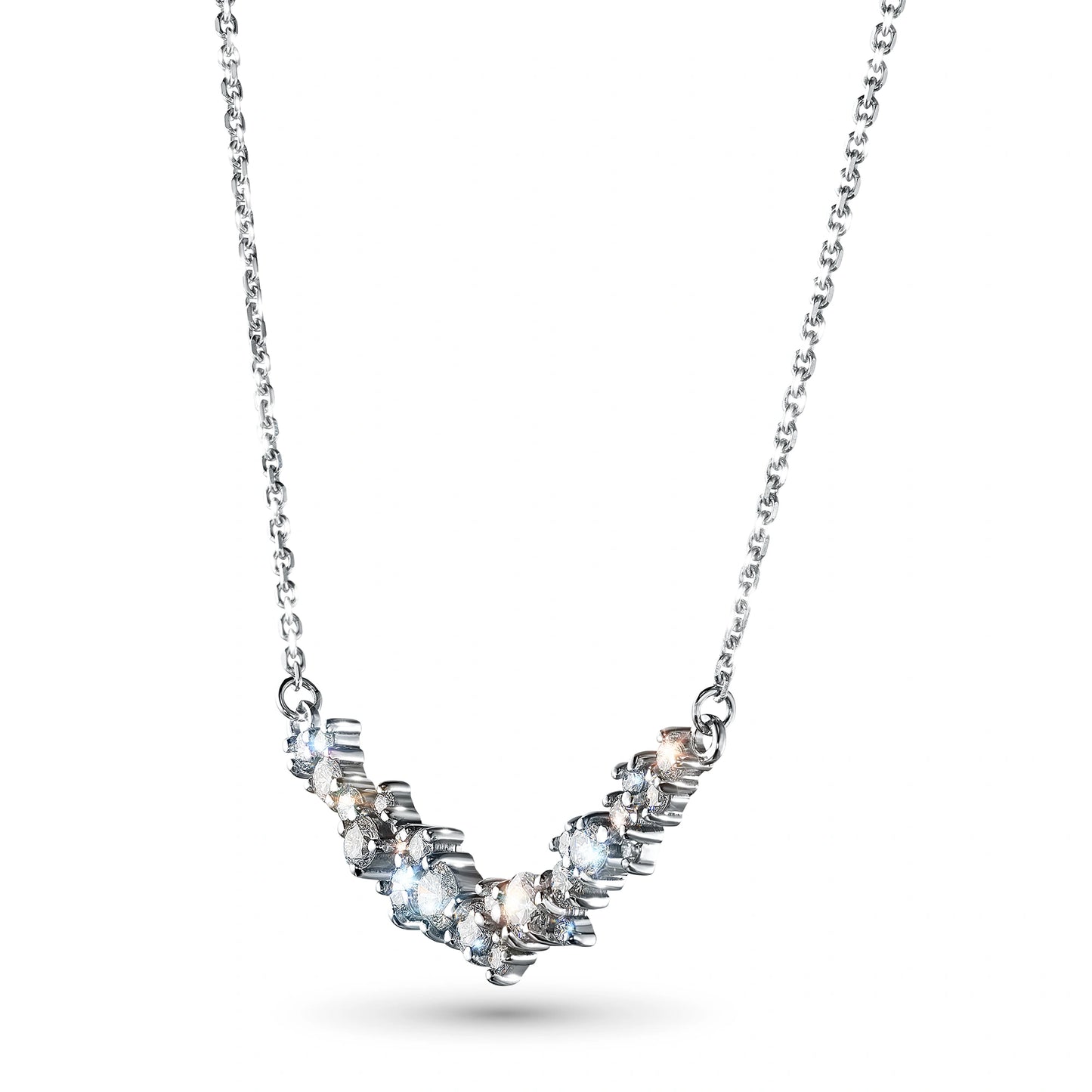 14K White Gold Necklace with Lab-Created Diamonds 3.810 CT.TW