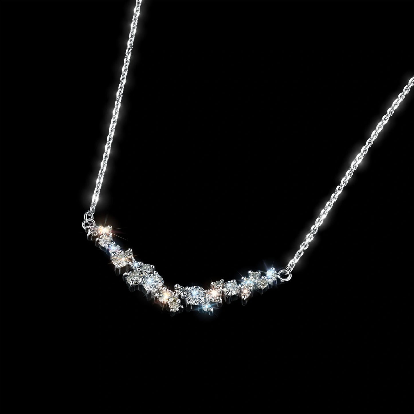 14K White Gold Necklace with Lab-Created Diamonds 3.810 CT.TW