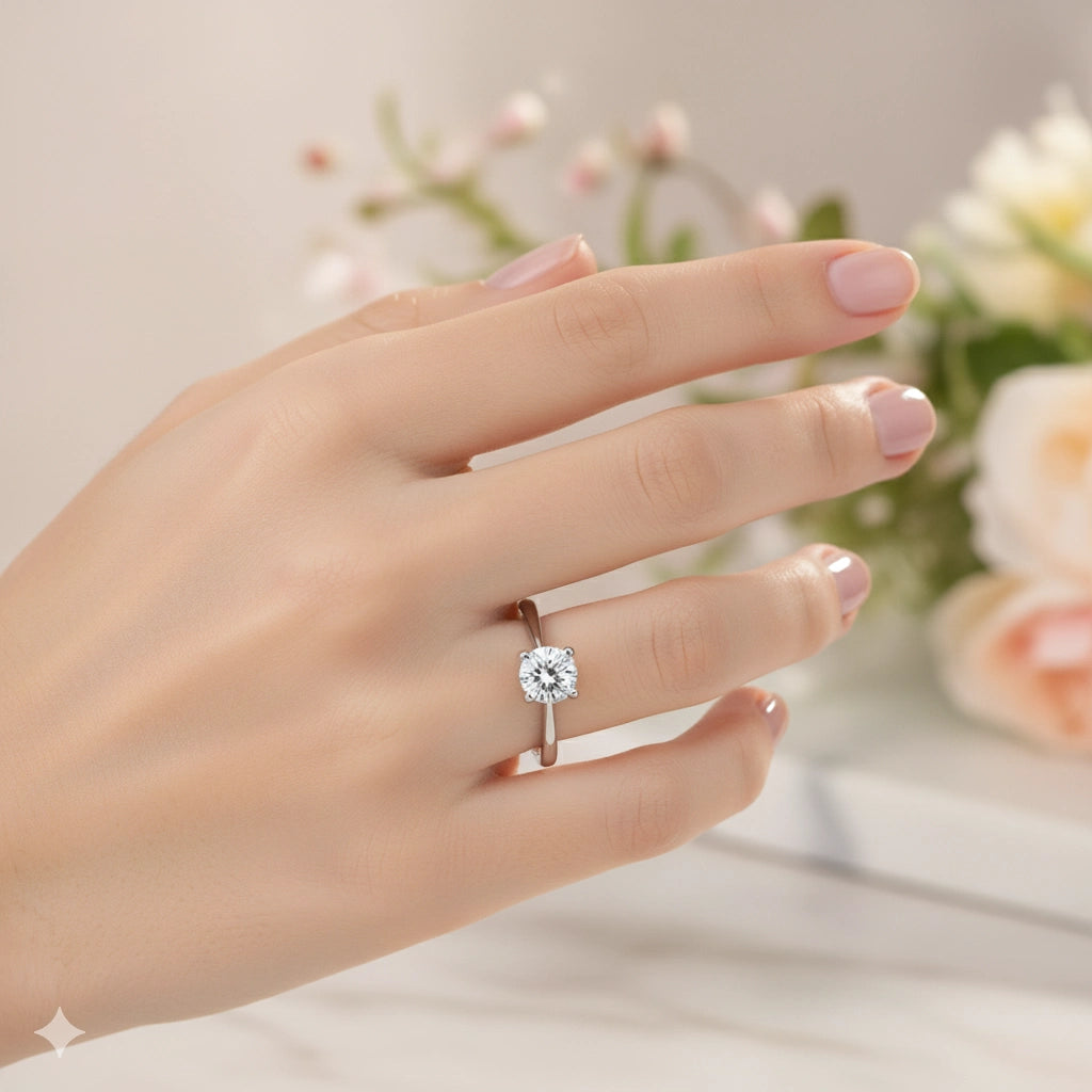 14K White Gold Ring with Natural Diamonds 0.180 CT.TW