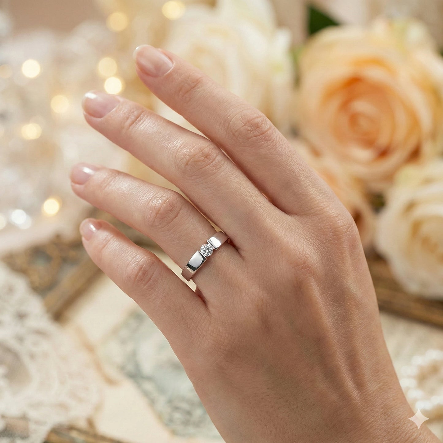 14K White Gold Ring with Lab-Created Diamonds 0.730 CT.TW