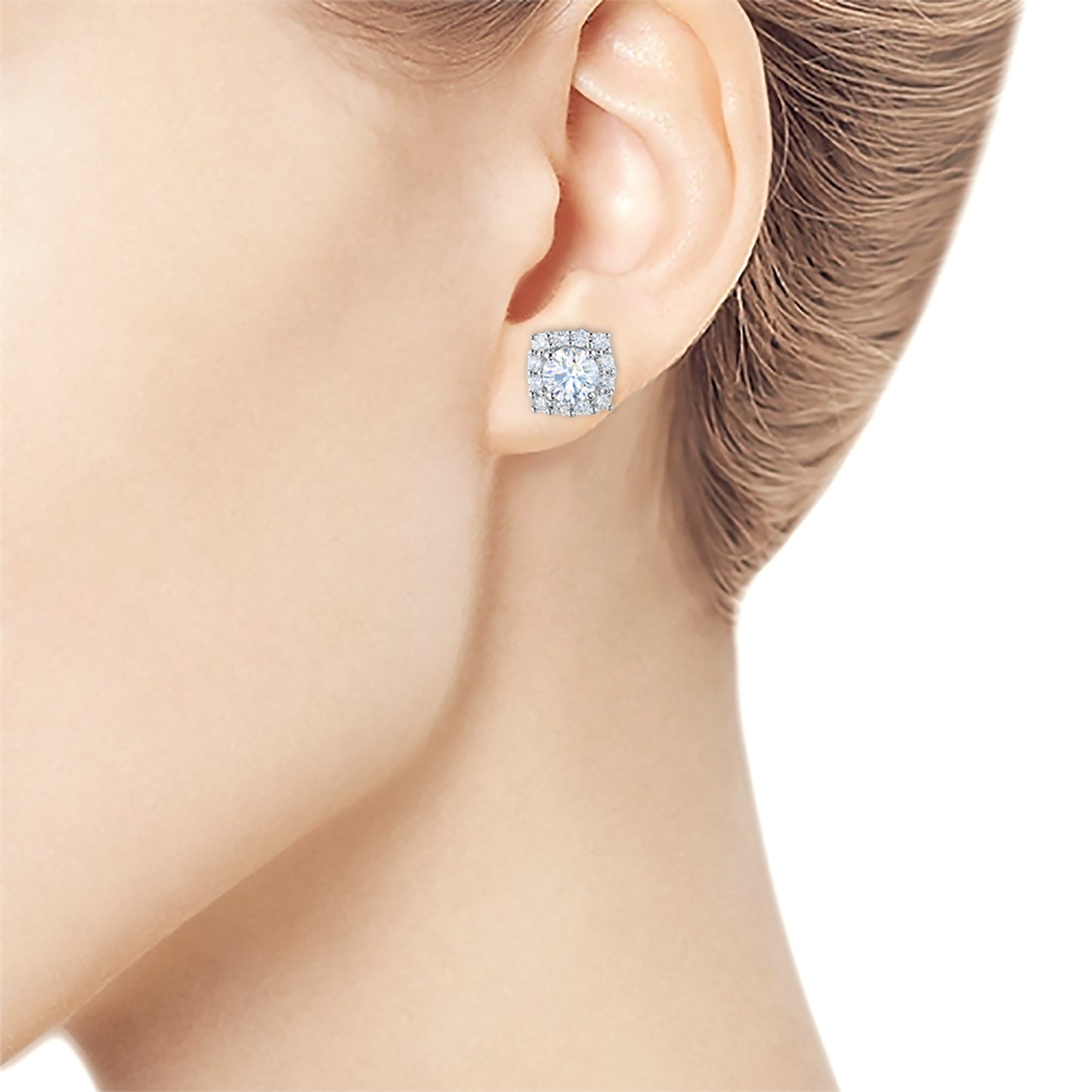 14K White Gold Earring Studs with Lab-Created Diamonds 13.270 CT.TW