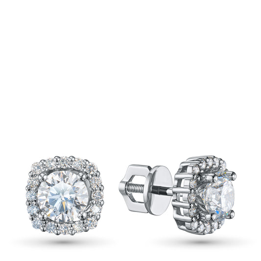 14K White Gold Earring Studs with Lab-Created Diamonds 19.110 CT.TW
