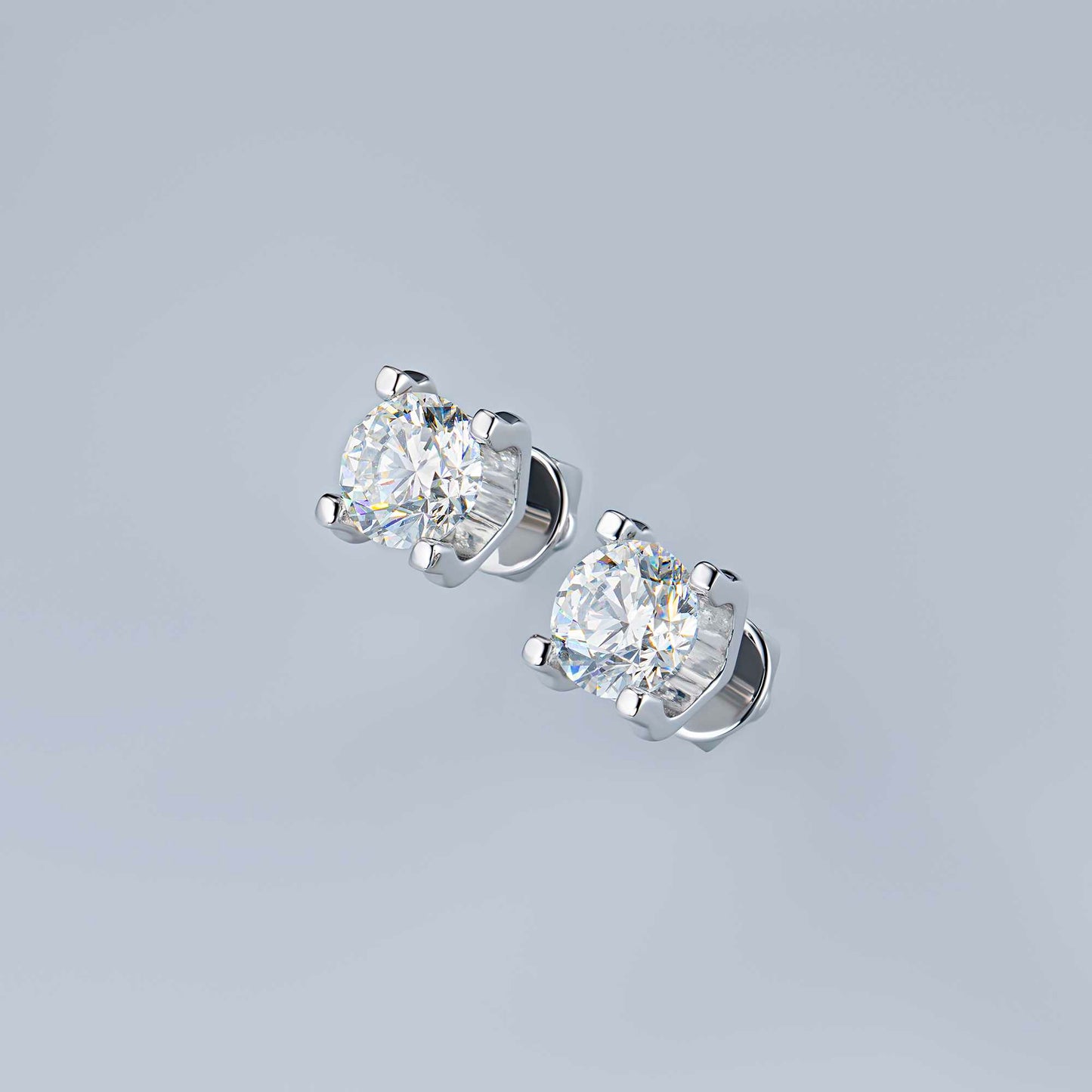 14K White Gold Earring Studs with Natural Diamonds 4.000 CT.TW
