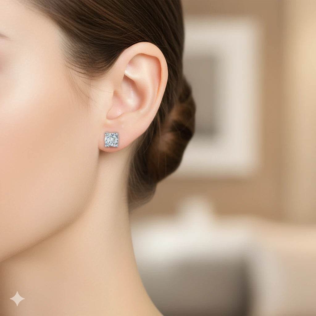 14K White Gold Earring Studs with Natural Diamonds 4.000 CT.TW