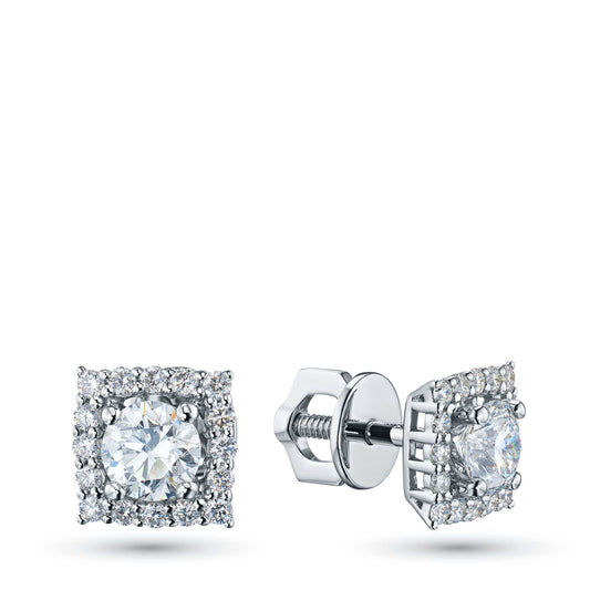 14K White Gold Earring Studs with Sapphire and Lab-Created Diamonds 12.040 CT.TW