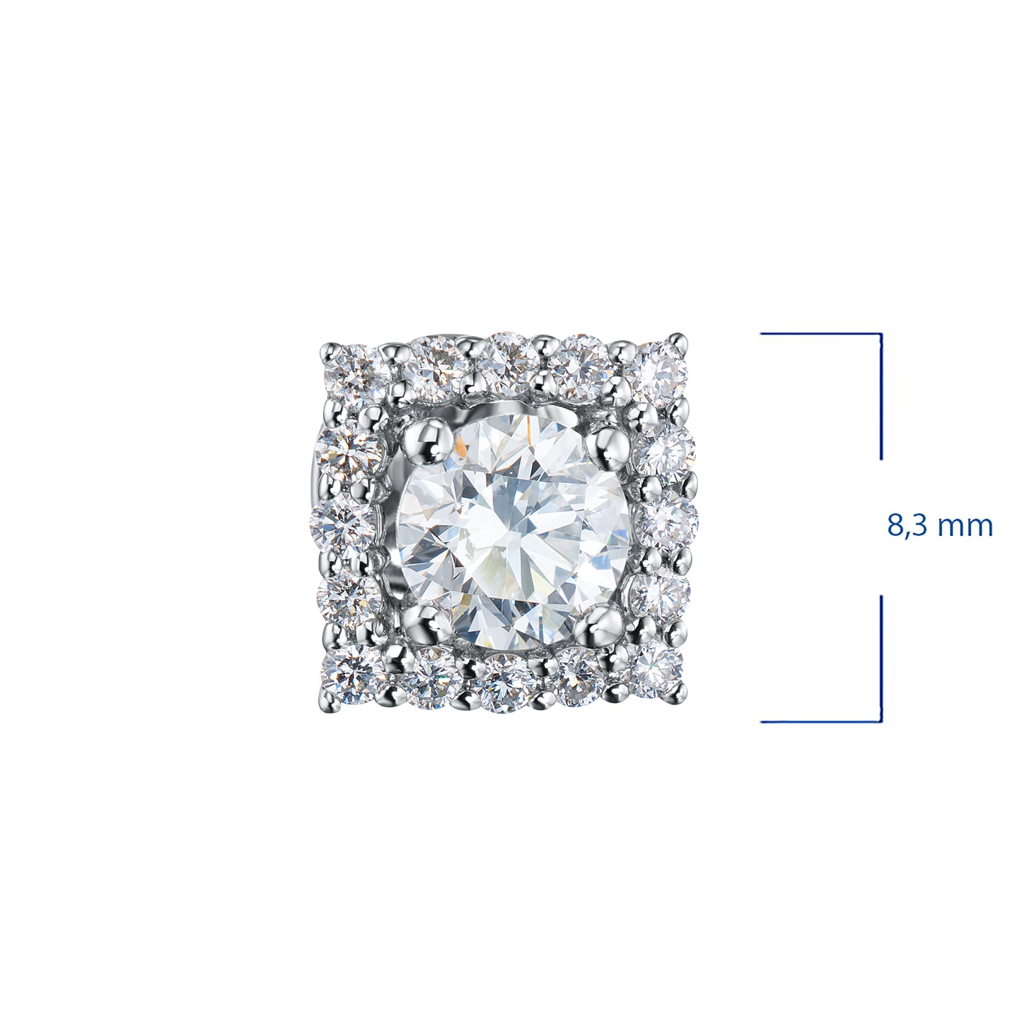 14K White Gold Earring Studs with Sapphire and Lab-Created Diamonds 12.040 CT.TW