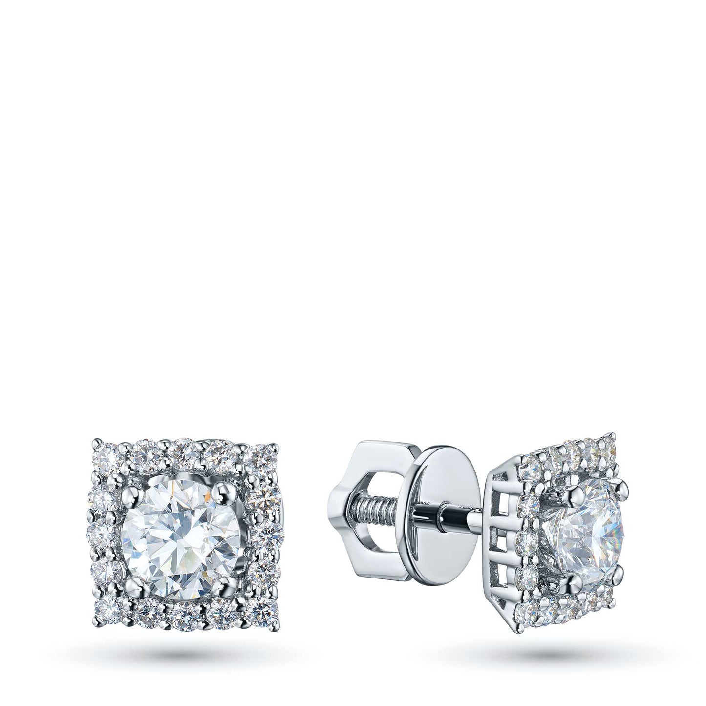 14K White Gold Earring Studs with Sapphire and Lab-Created Diamonds 12.040 CT.TW