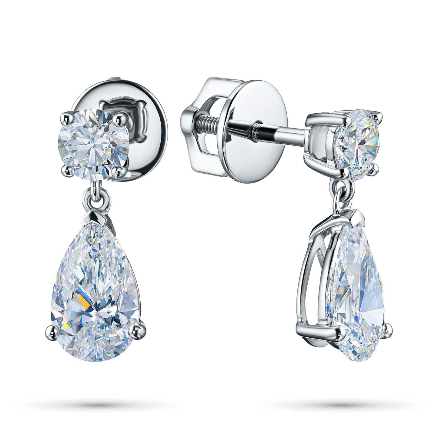 14K White Gold Earring Studs with Sapphire and Lab-Created Diamonds 1.420 CT.TW