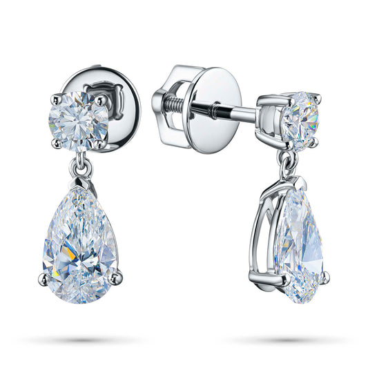 14K White Gold Earring Studs with Sapphire and Lab-Created Diamonds 1.420 CT.TW