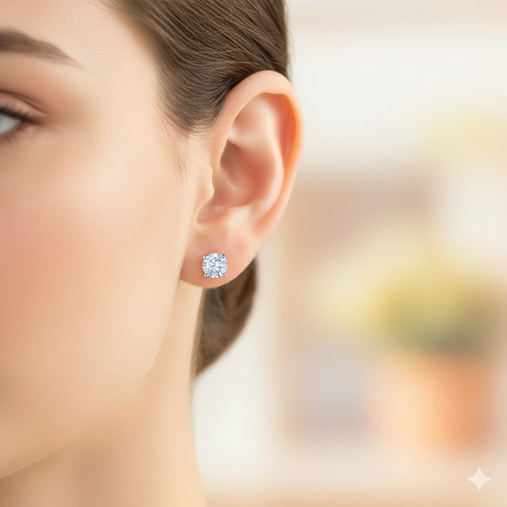 14K White Gold Earring Studs with Lab-Created Diamonds 6.330 CT.TW