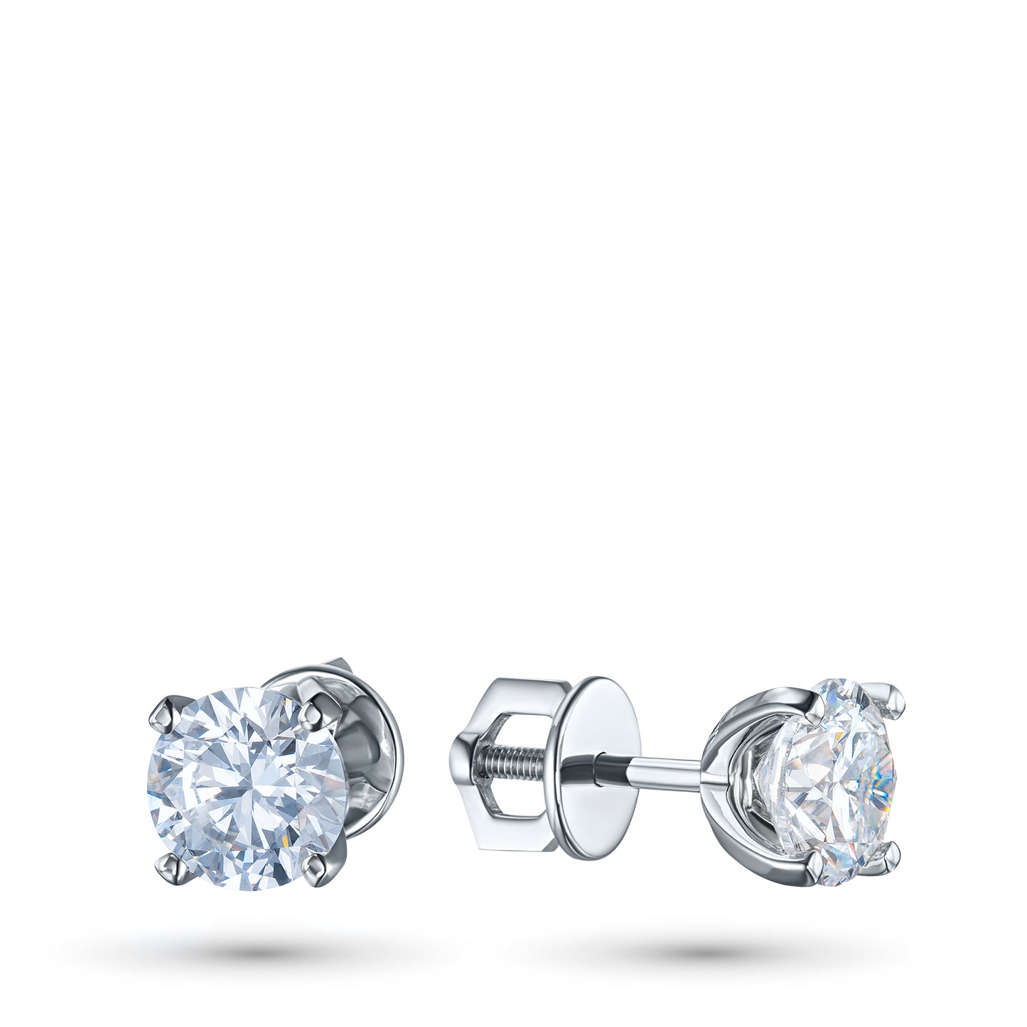 14K White Gold Earring Studs with Lab-Created Diamonds 2.050 CT.TW