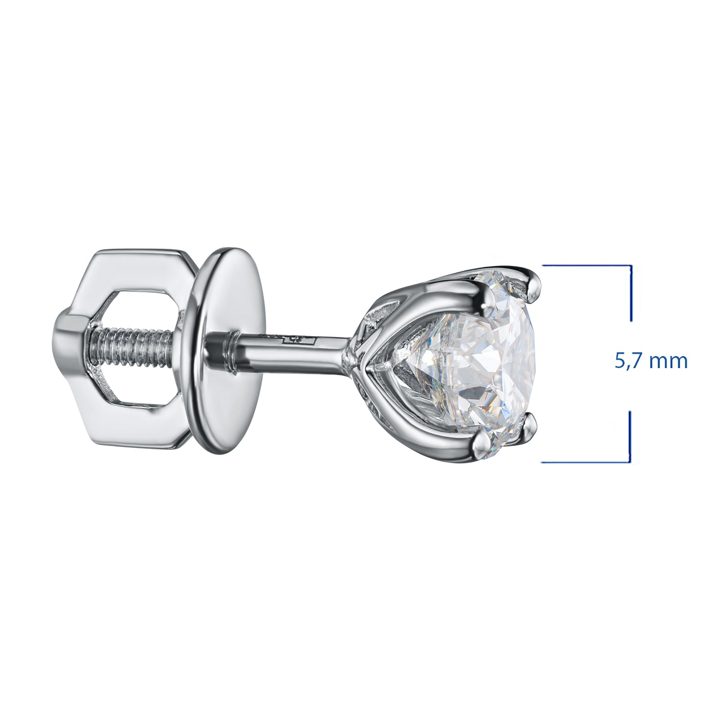 14K White Gold Earring Studs with Lab-Created Diamonds 4.000 CT.TW