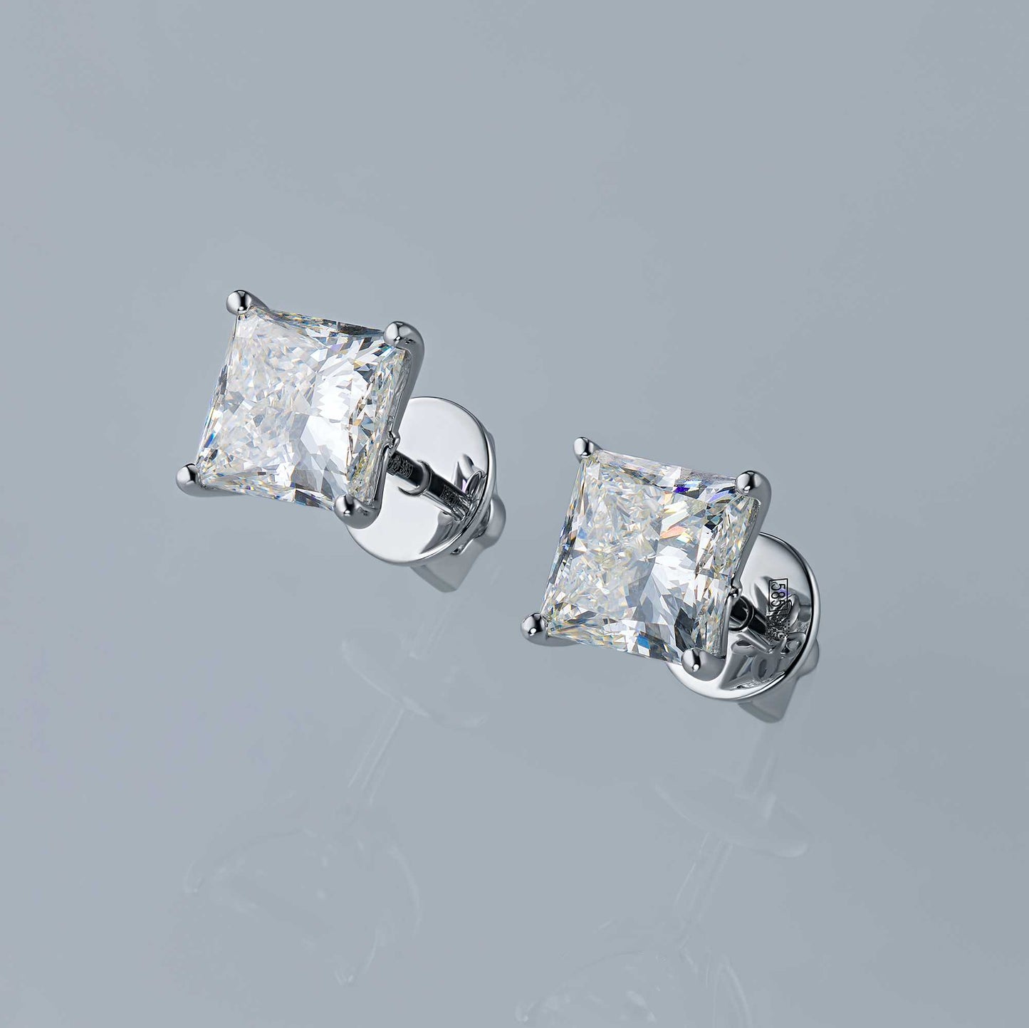 14K White Gold Earring Studs with Lab-Created Diamonds 4.360 CT.TW