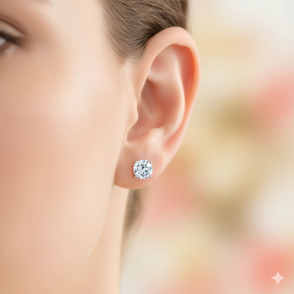 14K White Gold Earring Studs with Lab-Created Diamonds 8.480 CT.TW