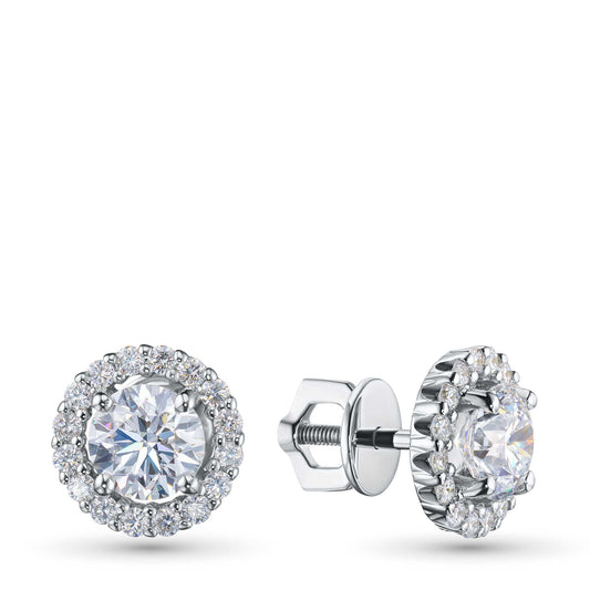 14K White Gold Earring Studs with Lab-Created Diamonds 19.050 CT.TW