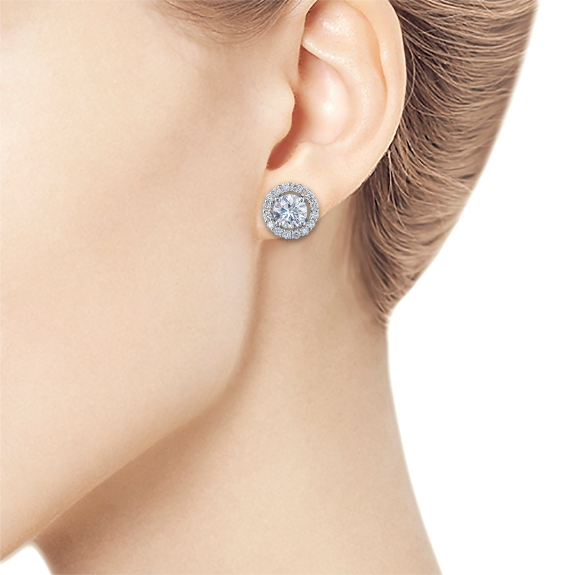 14K White Gold Earring Studs with Lab-Created Diamonds 19.050 CT.TW