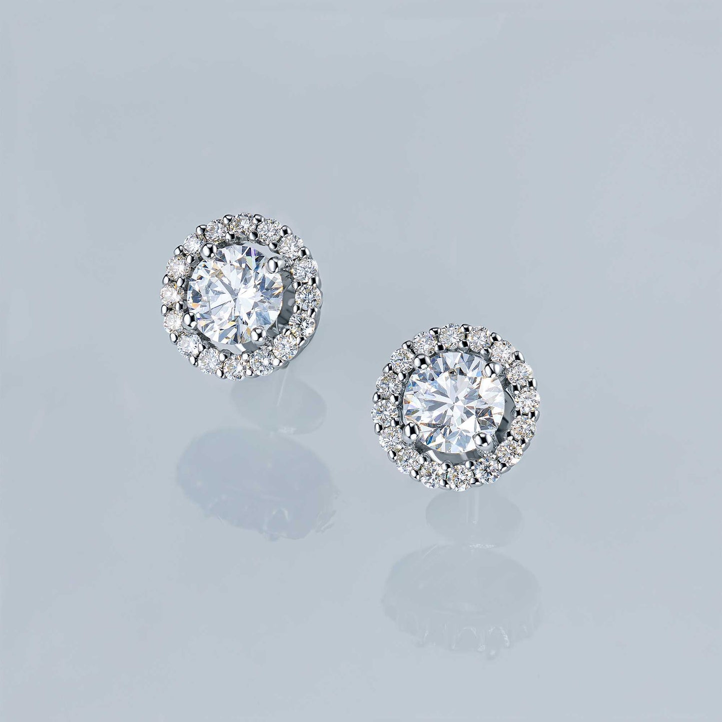 14K White Gold Earring Studs with Lab-Created Diamonds 19.050 CT.TW