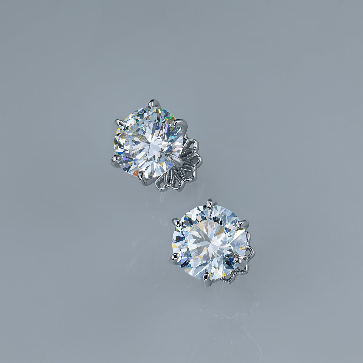 14K White Gold Earring Studs with Lab-Created Diamonds 12.290 CT.TW