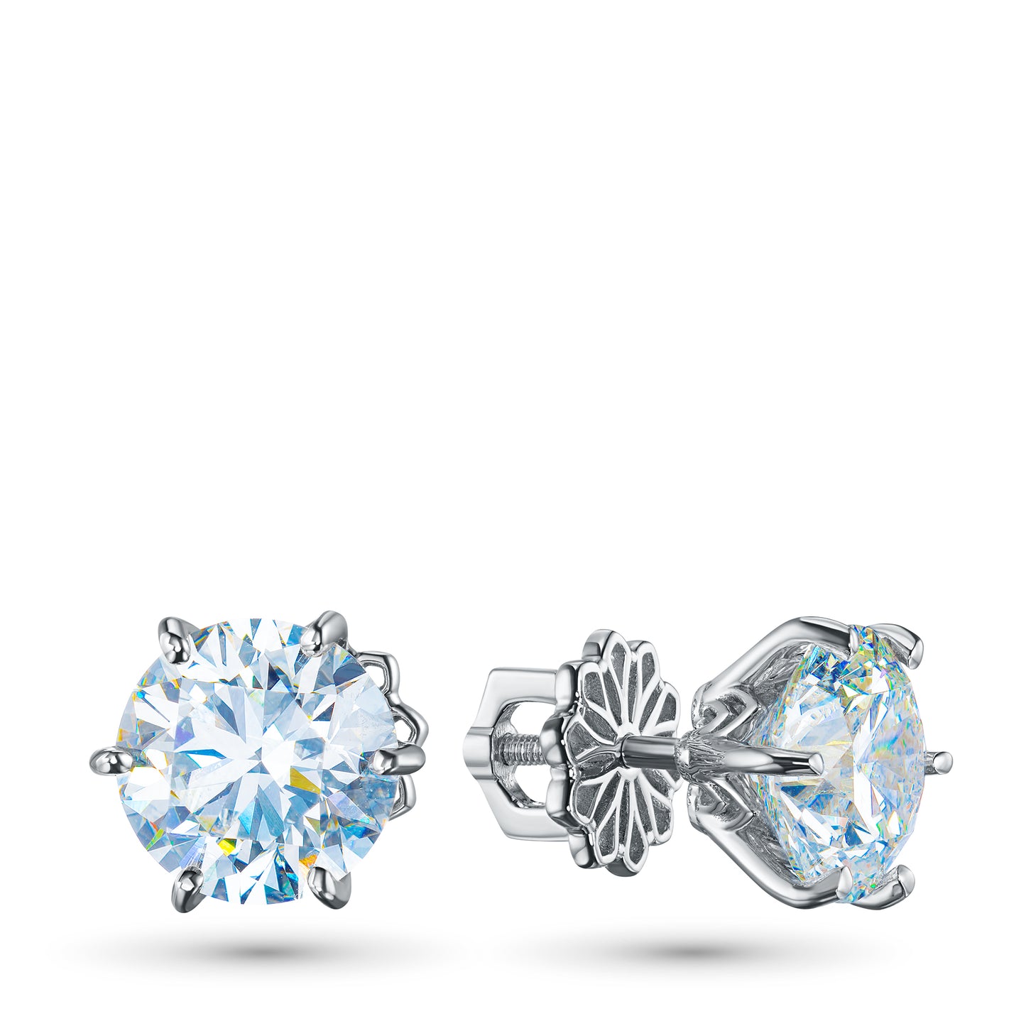 14K White Gold Earring Studs with Lab-Created Diamonds 12.290 CT.TW