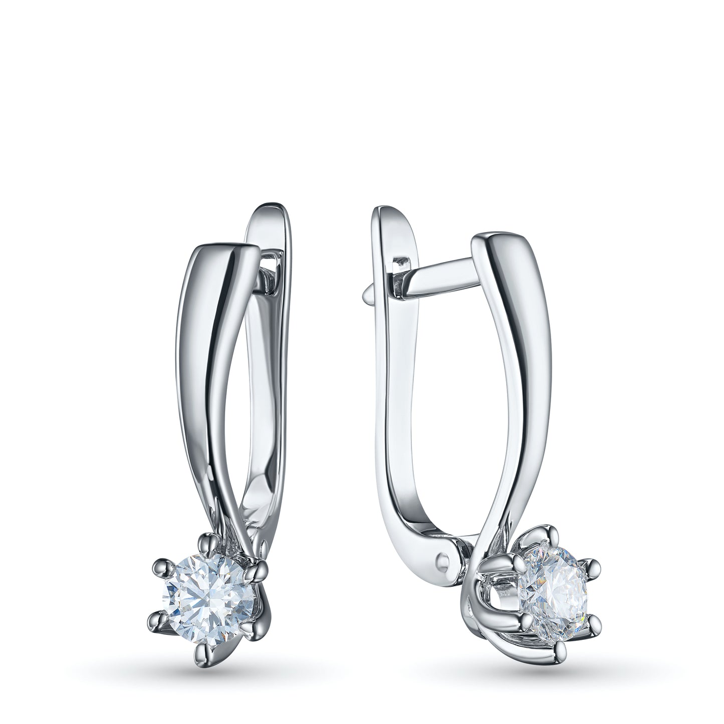 14K White Gold Earrings with Natural Diamonds 0.600 CT.TW