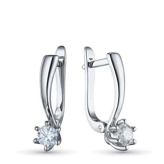 14K White Gold Earrings with Natural Diamonds 0.600 CT.TW