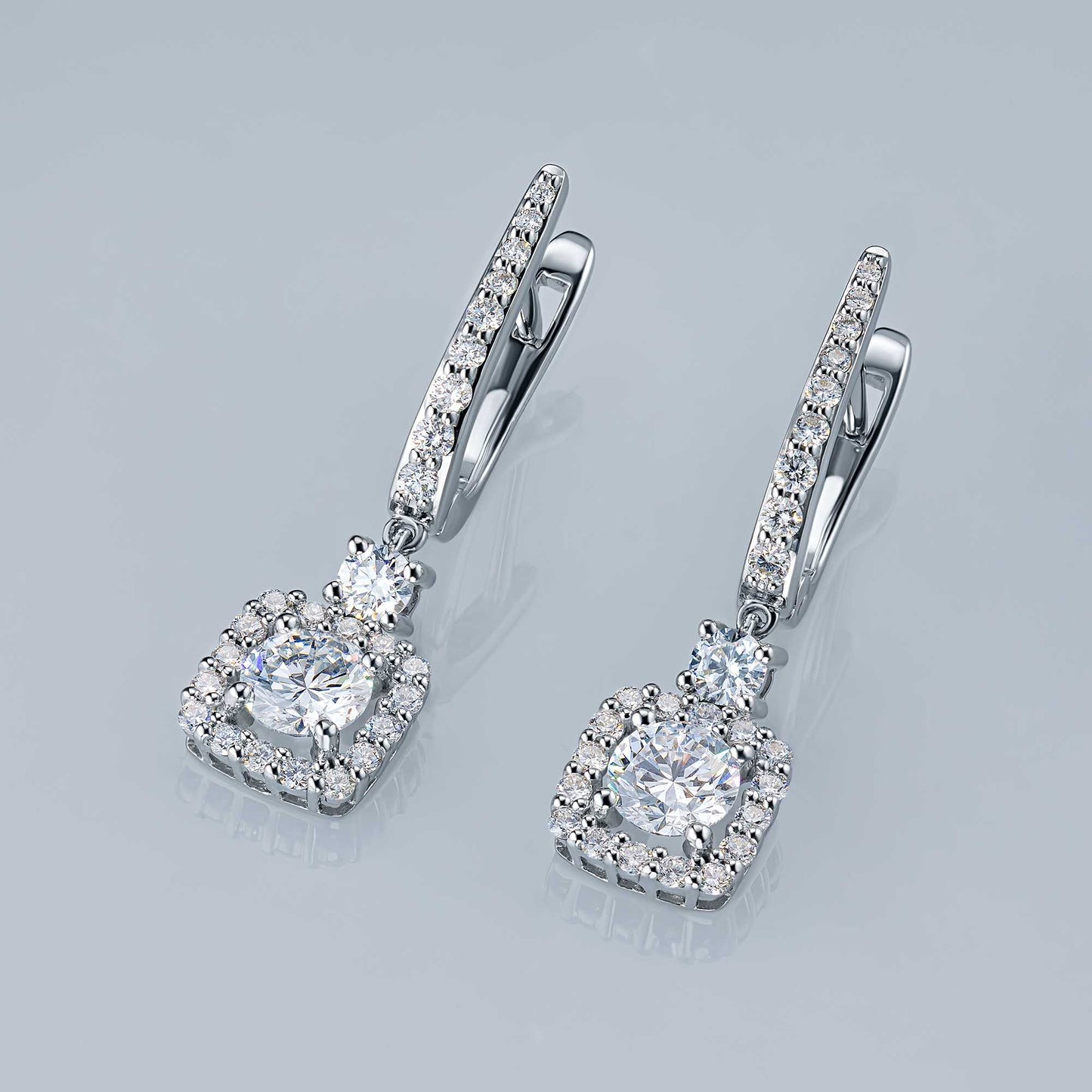 14K White Gold Earrings with Lab-Created Diamonds 13.110 CT.TW