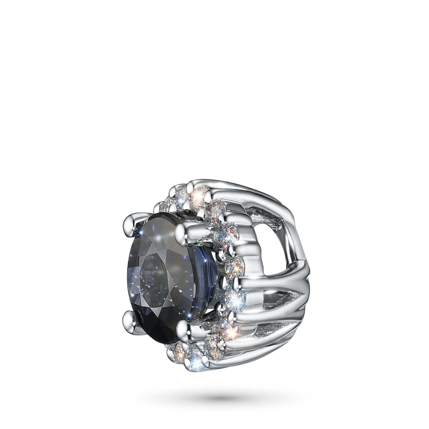 14K White Gold Pendant with Sapphire and Lab-Created Diamonds 1.920 CT.TW