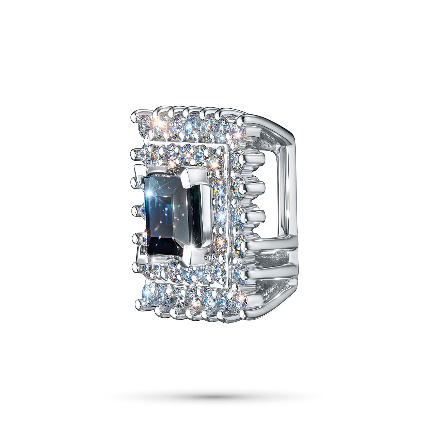 14K White Gold Pendant with Sapphire and Lab-Created Diamonds 12.800 CT.TW
