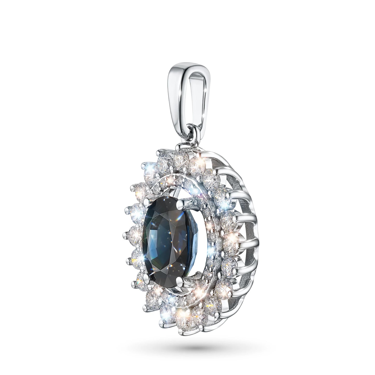14K White Gold Pendant with Sapphire and Lab-Created Diamonds 14.660 CT.TW
