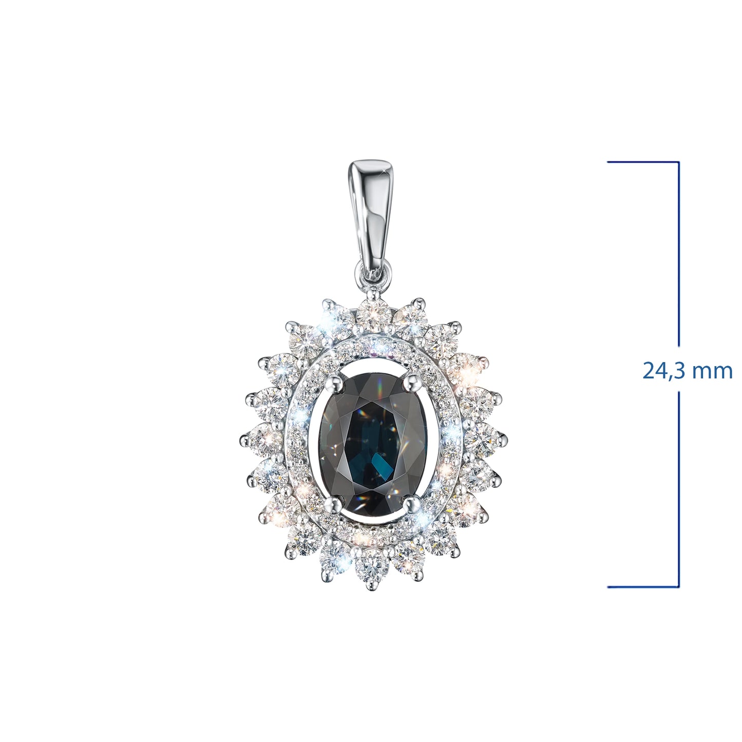 14K White Gold Pendant with Sapphire and Lab-Created Diamonds 14.660 CT.TW