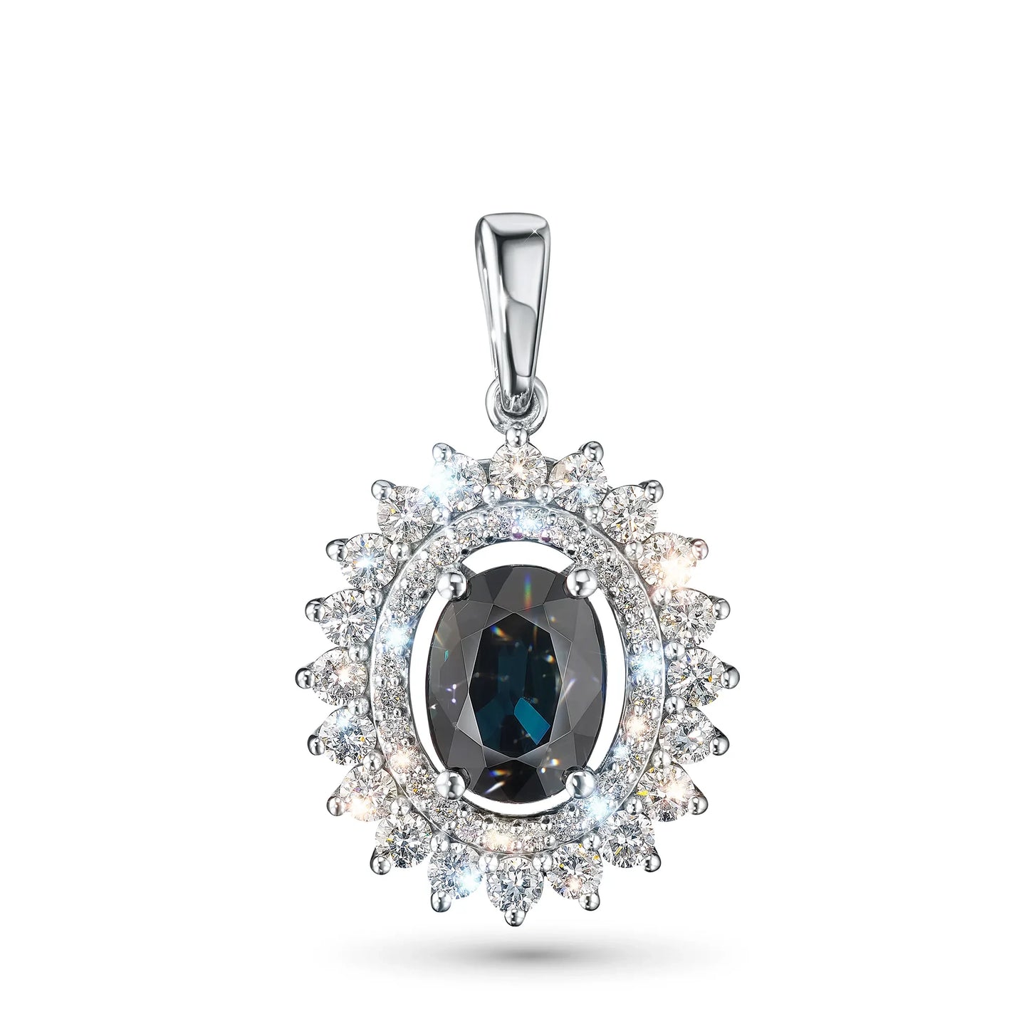 14K White Gold Pendant with Sapphire and Lab-Created Diamonds 14.660 CT.TW