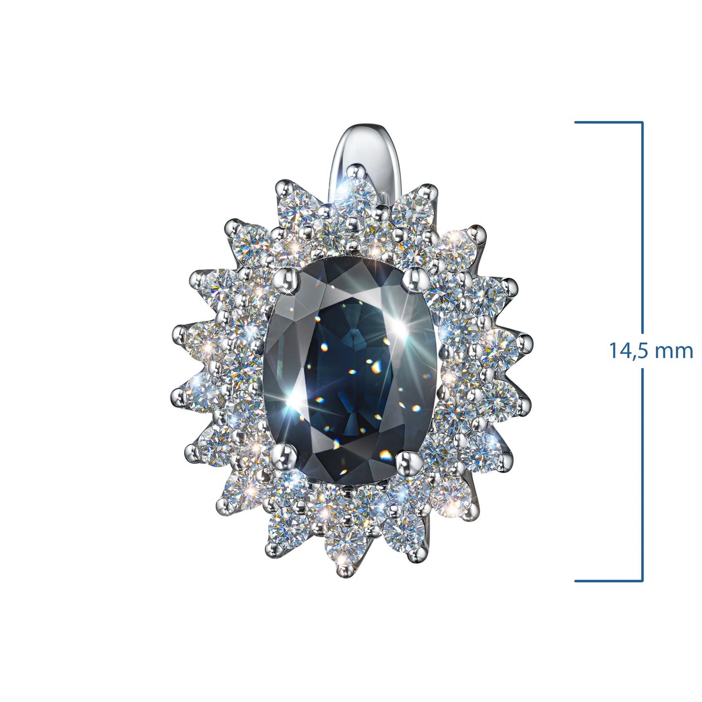 14K White Gold Earrings with Sapphire and Lab-Created Diamonds 66.100 CT.TW