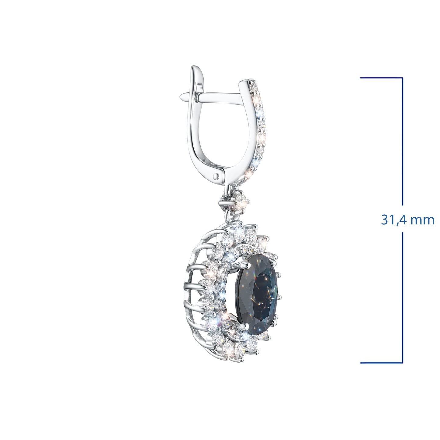 14K White Gold Earrings with Sapphire and Lab-Created Diamonds 55.280 CT.TW
