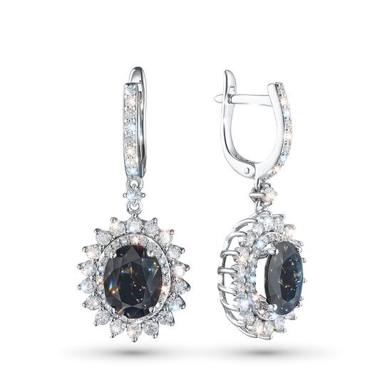 14K White Gold Earrings with Sapphire and Lab-Created Diamonds 55.280 CT.TW