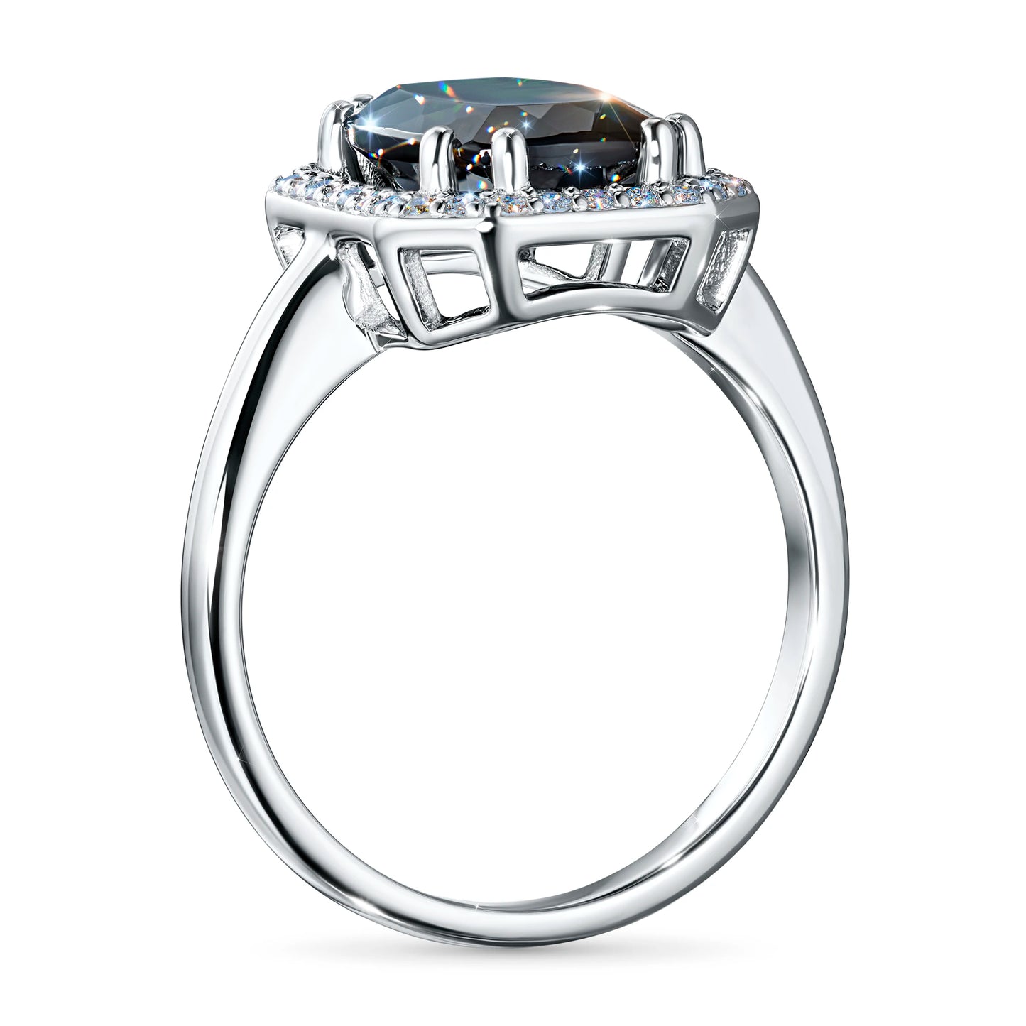 14K White Gold Ring with Chrome diopside and Lab-Created Diamonds 6.460 CT.TW