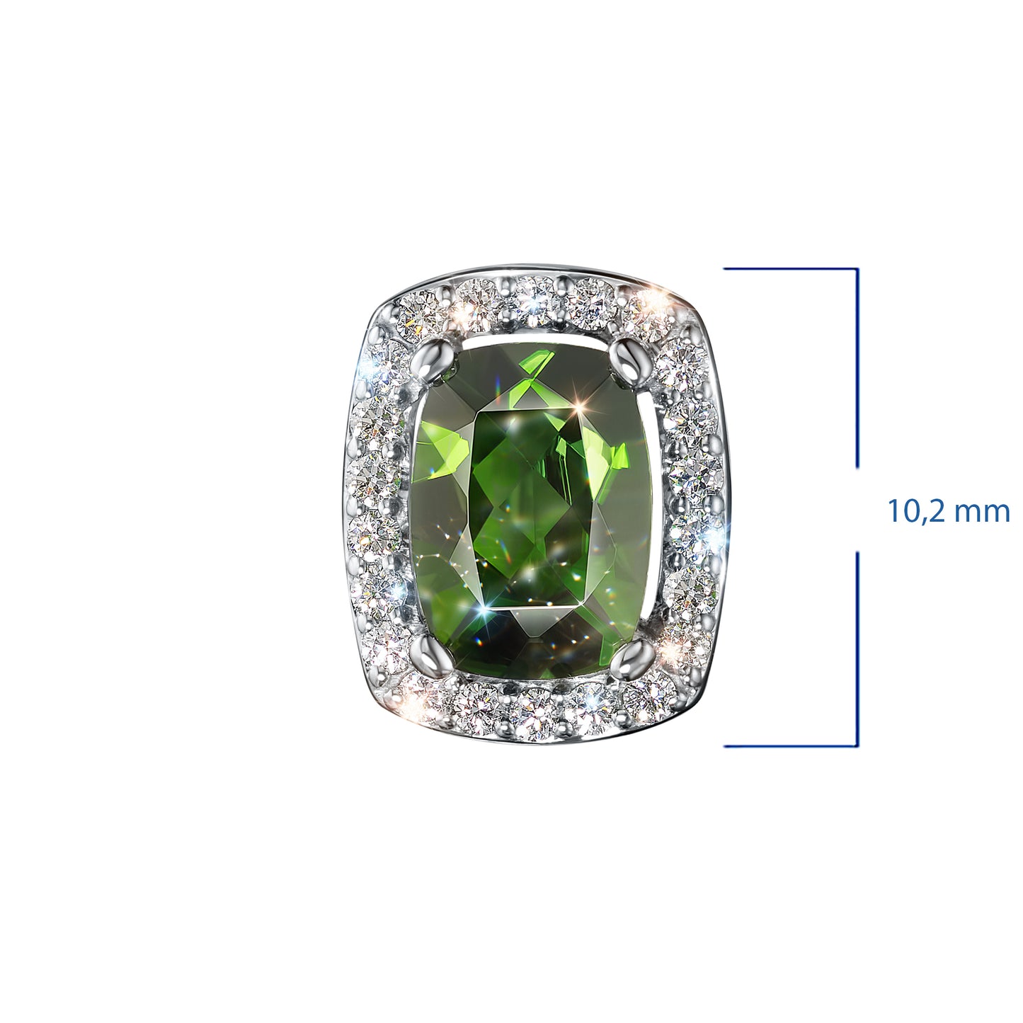 14K White Gold Pendant with Chrome diopside and Lab-Created Diamonds 2.620 CT.TW