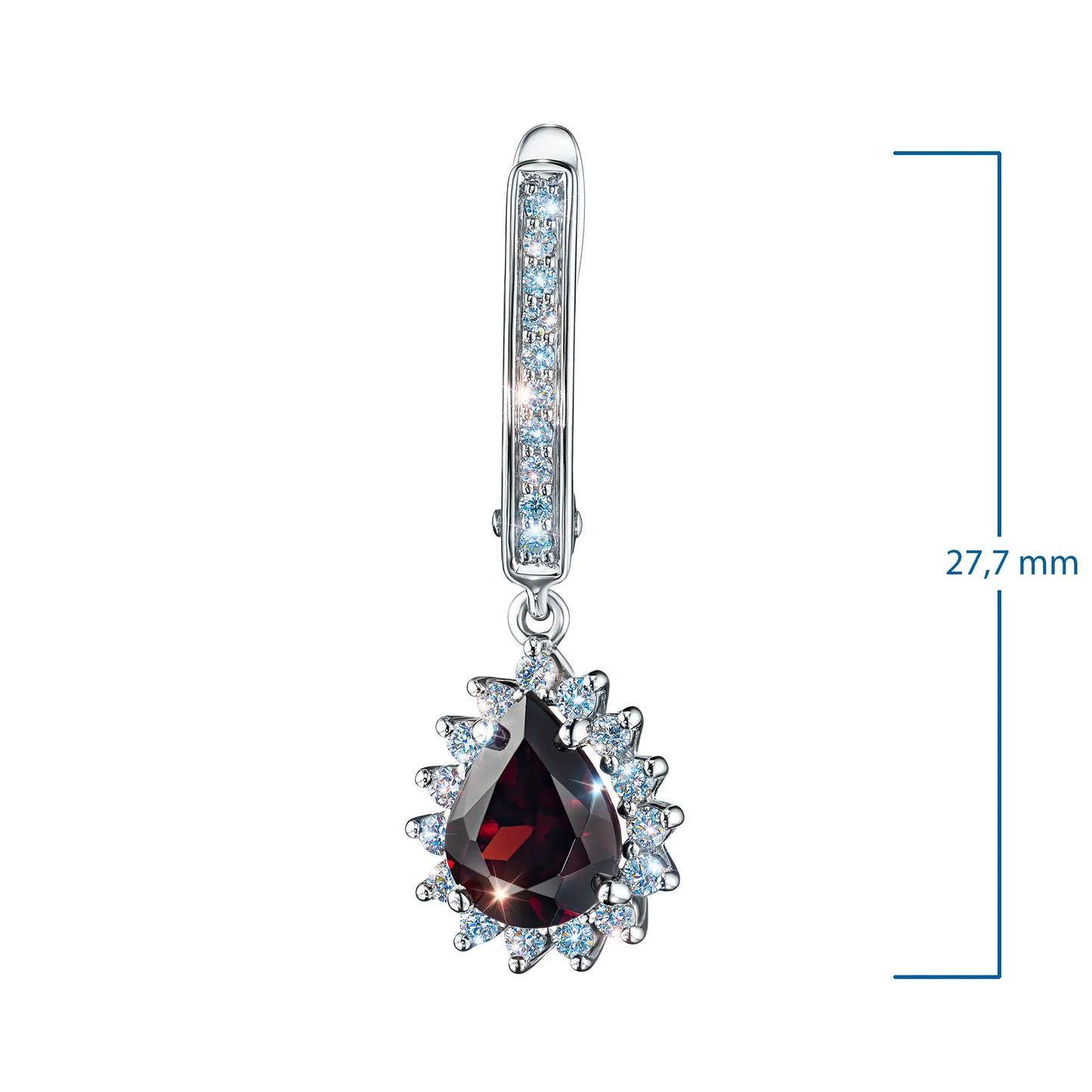 14K White Gold Earrings with Garnet and Lab-Created Diamonds 13.990 CT.TW