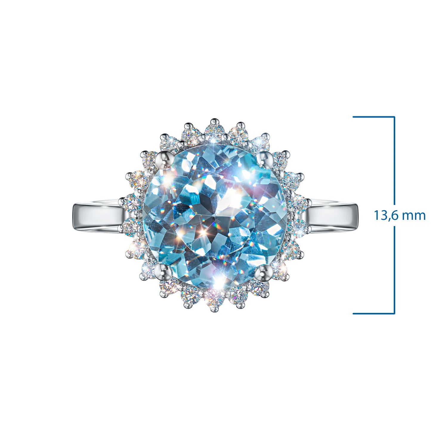 14K White Gold Ring with Topaz and Lab-Created Diamonds 6.180 CT.TW