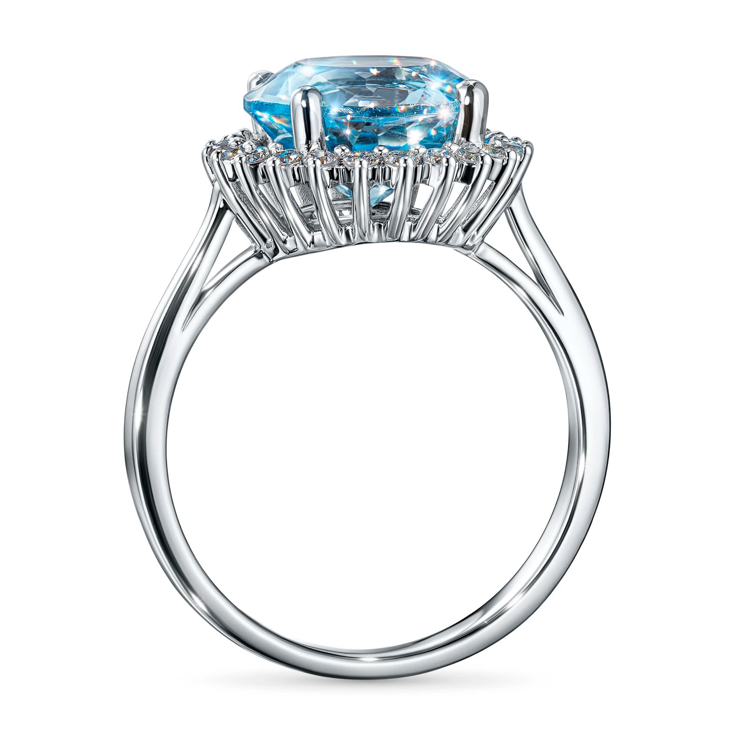 14K White Gold Ring with Topaz and Lab-Created Diamonds 6.180 CT.TW