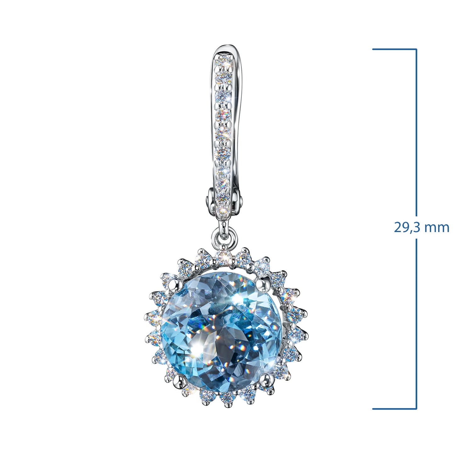 14K White Gold Earrings with Topaz and Lab-Created Diamonds 30.700 CT.TW