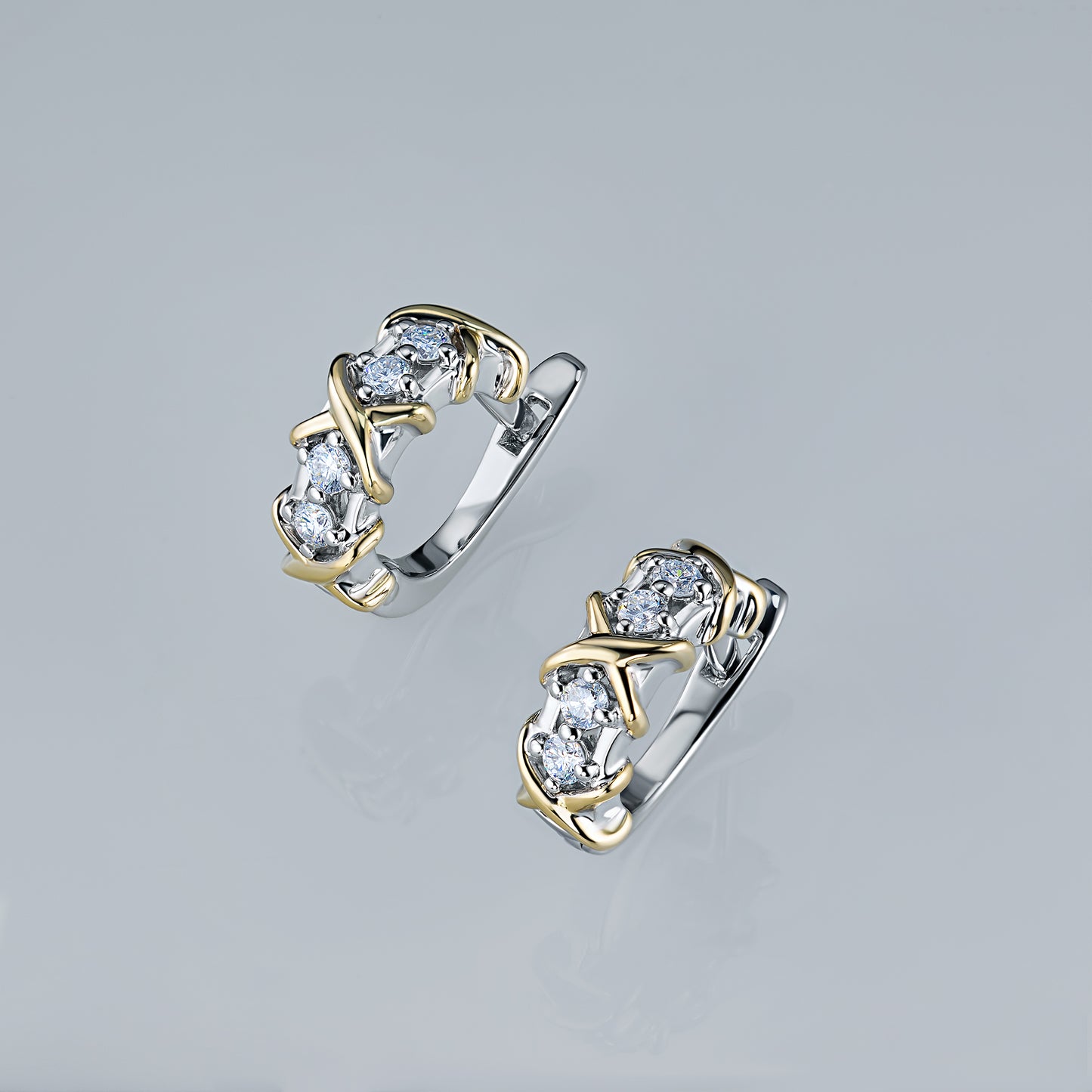 14K White-yellow Gold Earrings with Lab-Created Diamonds 2.020 CT.TW