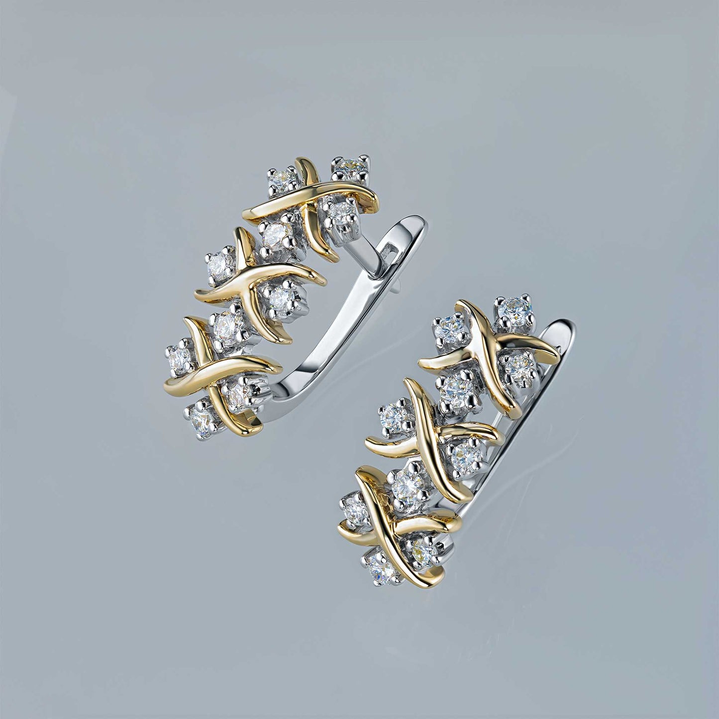 14K White-yellow Gold Earrings with Lab-Created Diamonds 4.580 CT.TW